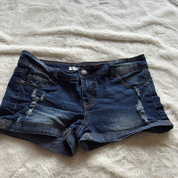 Blue Notes Distressed Denim Shorts | Rolled Hem | Size 28 Summer Staple - Picture 1 of 6